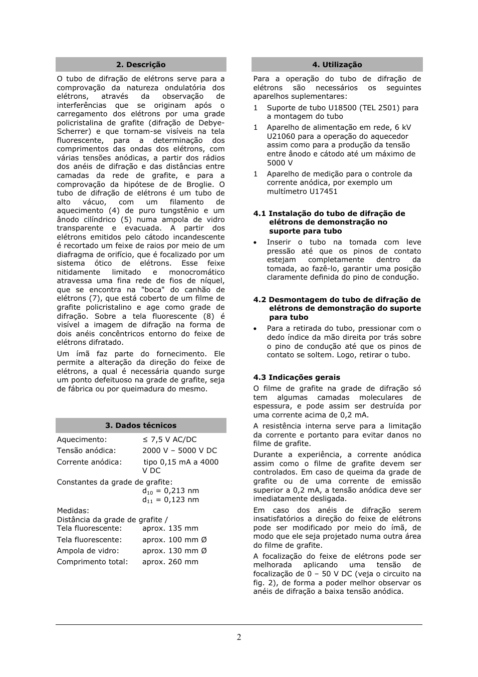 3B Scientific Teltron Electron Diffraction Tube S User Manual | Page 22 / 24