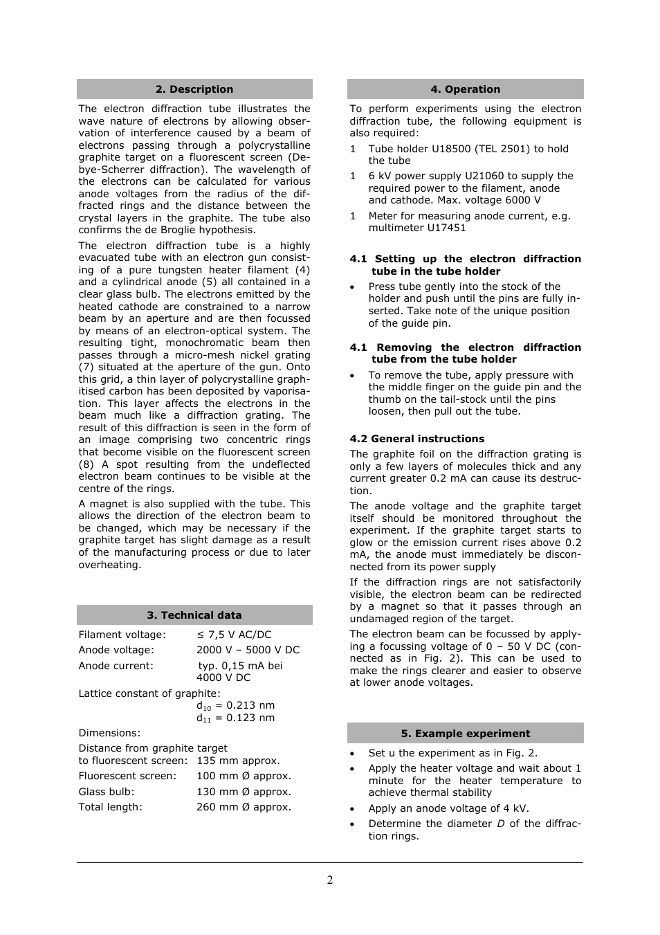 3B Scientific Teltron Electron Diffraction Tube S User Manual | Page 6 / 24