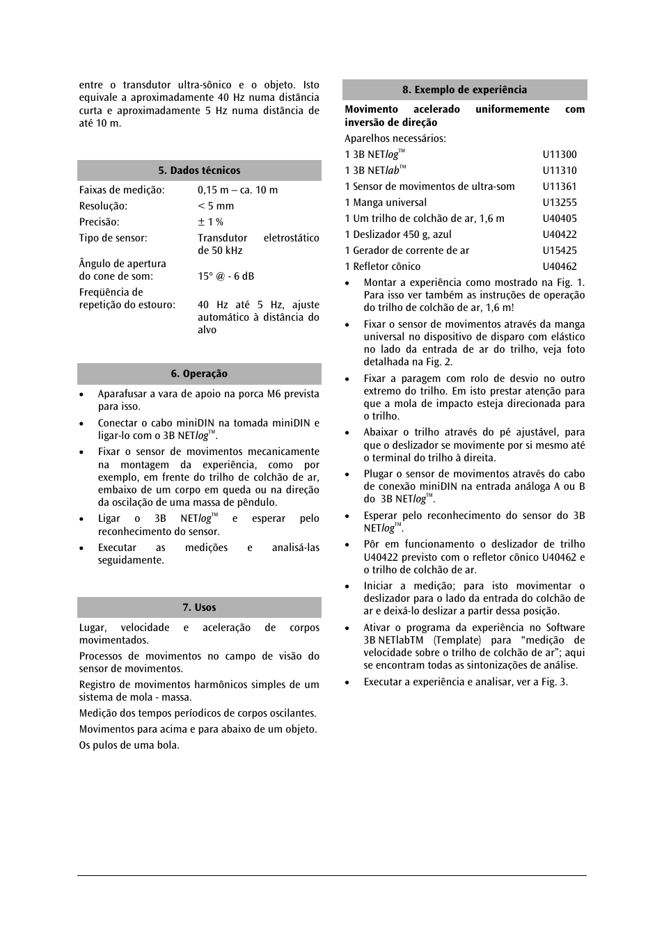 3B Scientific Ultrasonic Motion Sensor User Manual | Page 22 / 24