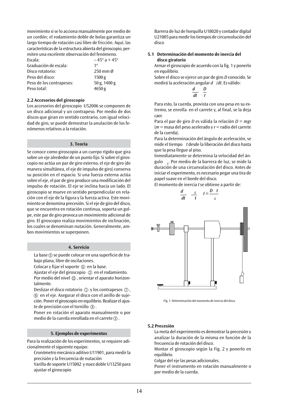 3B Scientific Gyroscope User Manual | Page 14 / 18