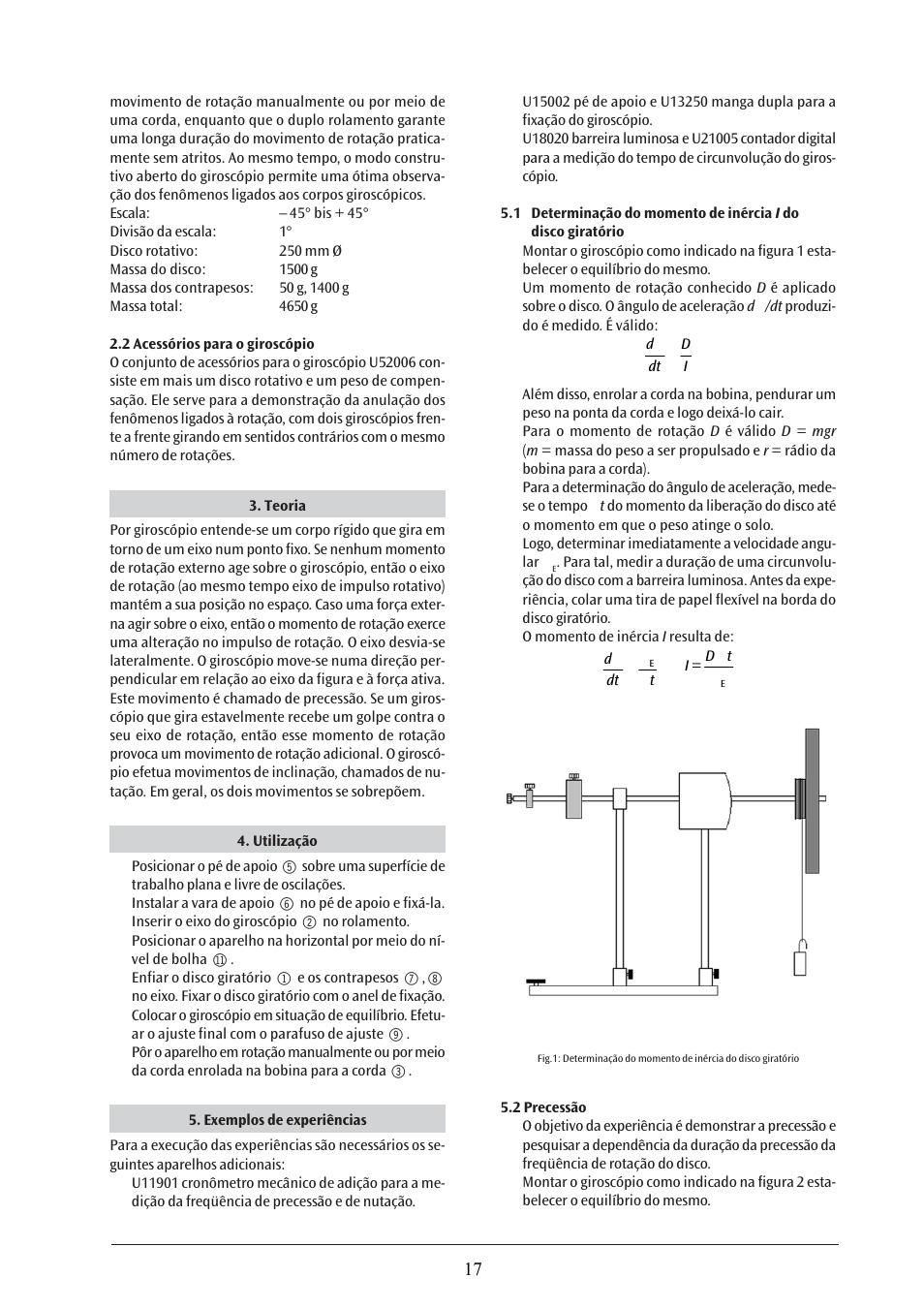 3B Scientific Gyroscope User Manual | Page 17 / 18