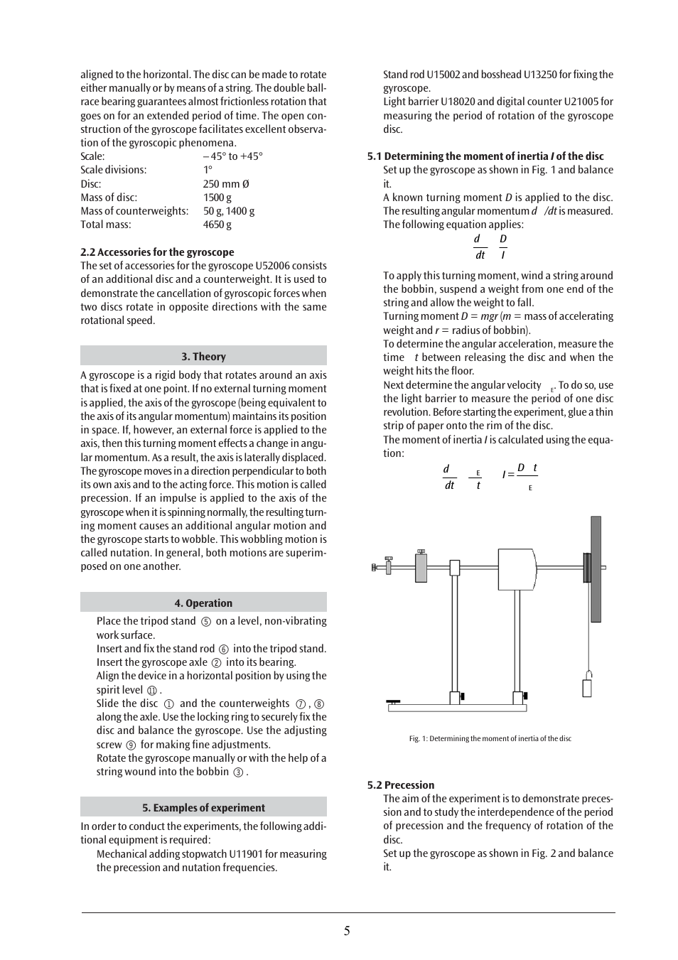 3B Scientific Gyroscope User Manual | Page 5 / 18