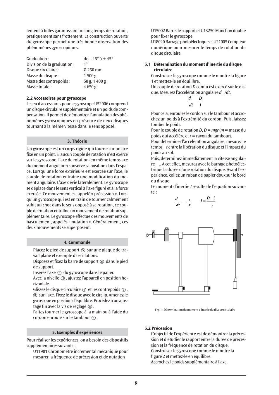 3B Scientific Gyroscope User Manual | Page 8 / 18