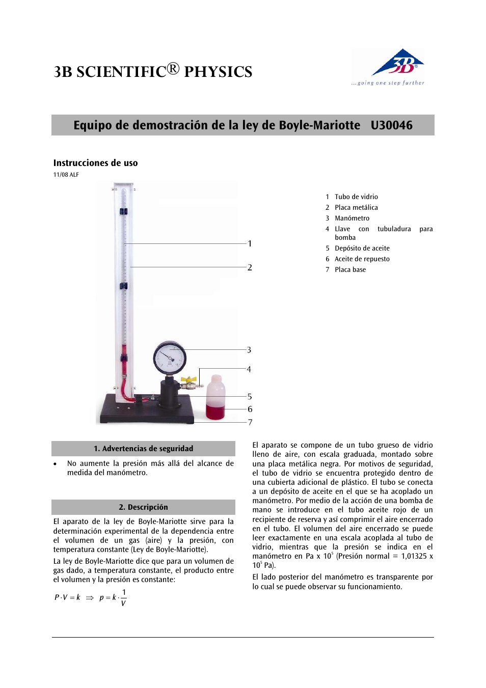 3b scientific® physics | 3B Scientific Boyle's Law Apparatus S User Manual | Page 9 / 12