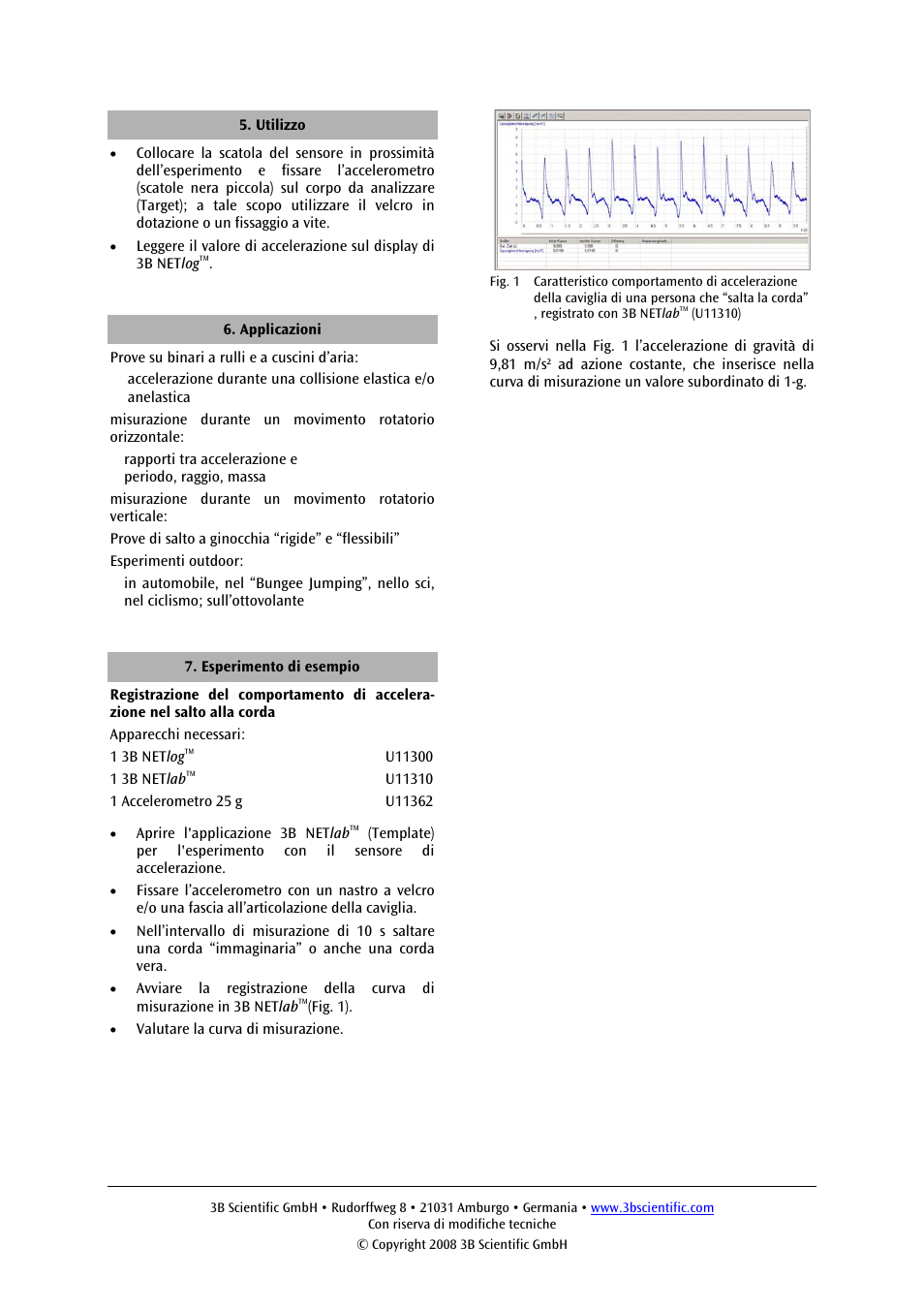 3B Scientific Acceleration Sensor, ±25g User Manual | Page 8 / 12