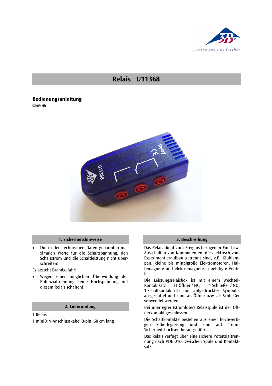 3B Scientific Relay User Manual | 12 pages