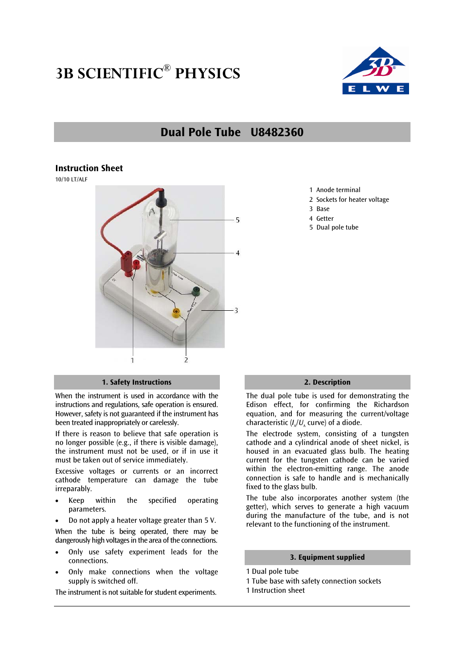 3B Scientific Dual Pole Tube User Manual | 4 pages