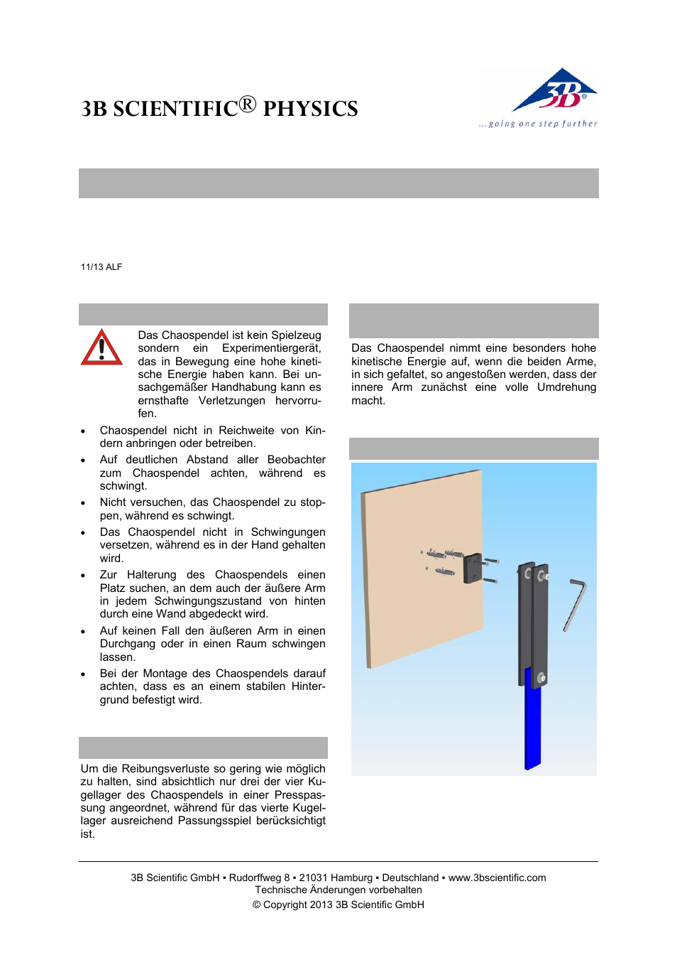 3B Scientific Chaotic Pendulum B User Manual | 12 pages