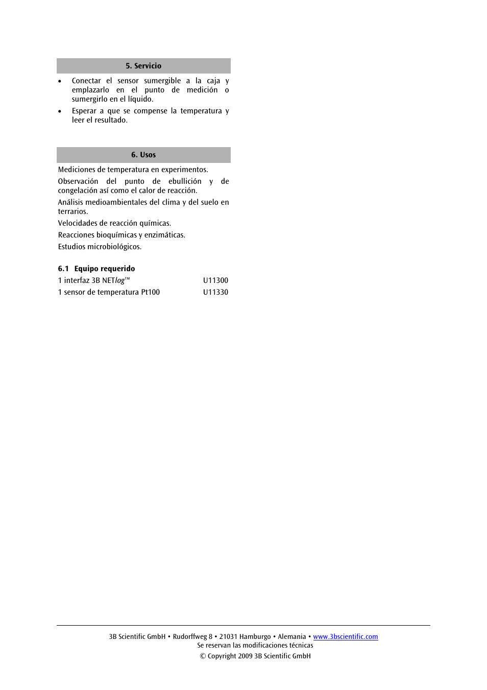 3B Scientific Temperature Sensor, Pt100 User Manual | Page 10 / 12