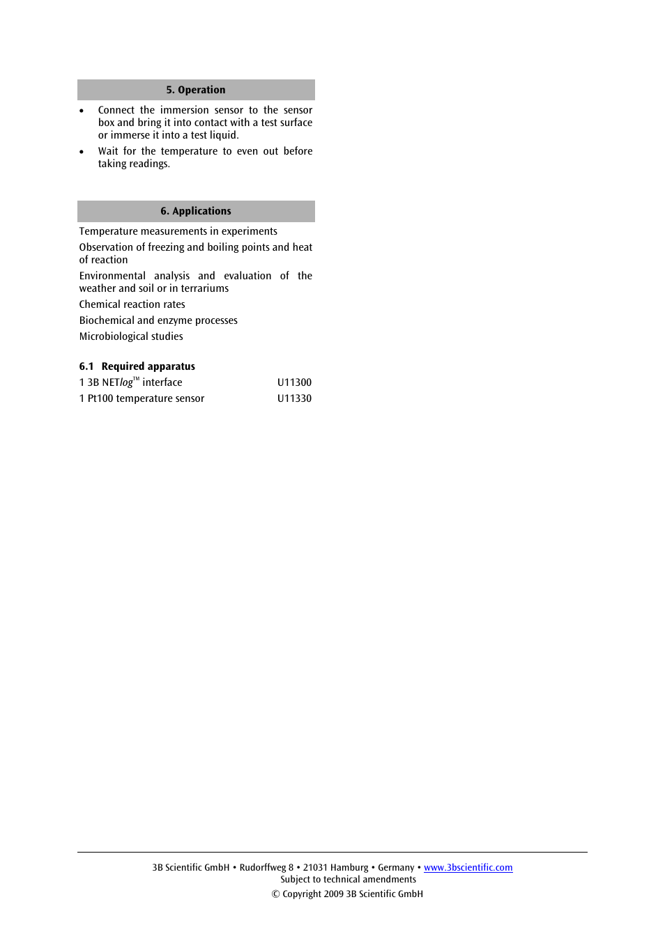 3B Scientific Temperature Sensor, Pt100 User Manual | Page 4 / 12