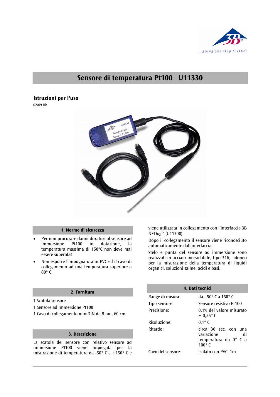 3b scientific, Physics | 3B Scientific Temperature Sensor, Pt100 User Manual | Page 7 / 12