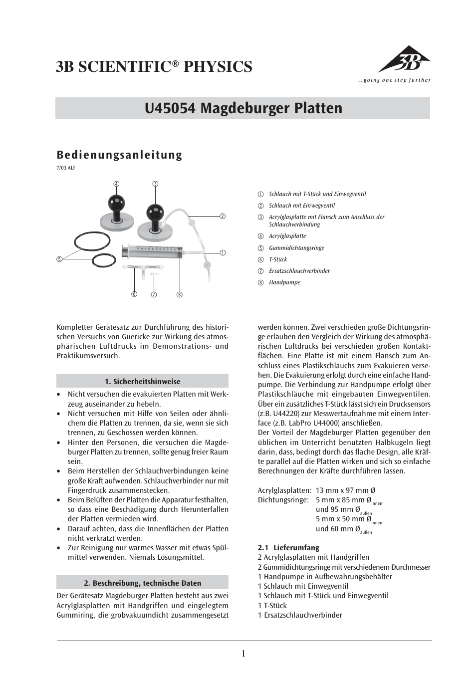 3B Scientific Magdeburg Plates User Manual | 18 pages