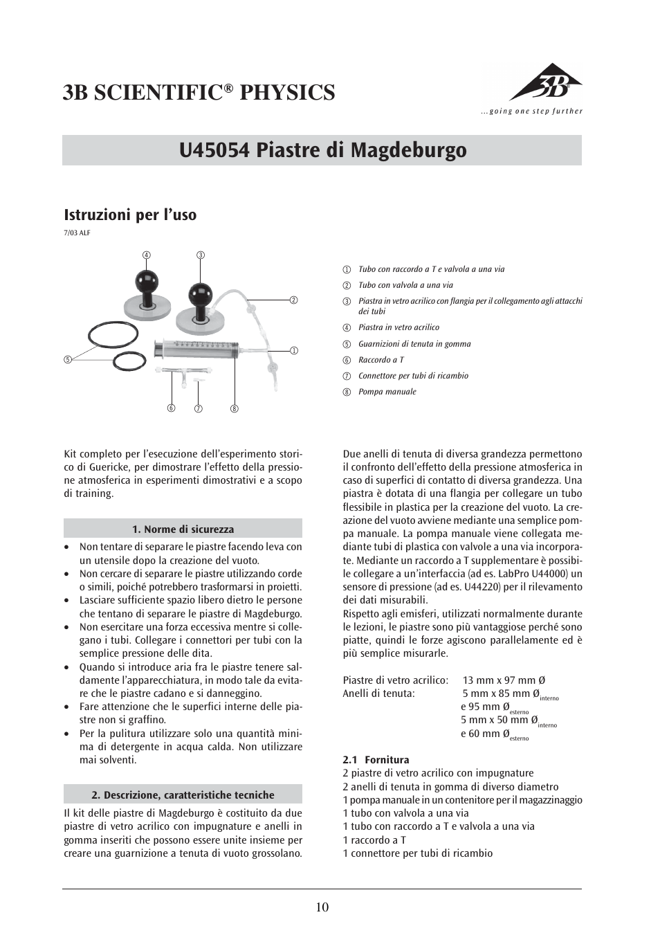 Istruzioni per l’uso | 3B Scientific Magdeburg Plates User Manual | Page 10 / 18