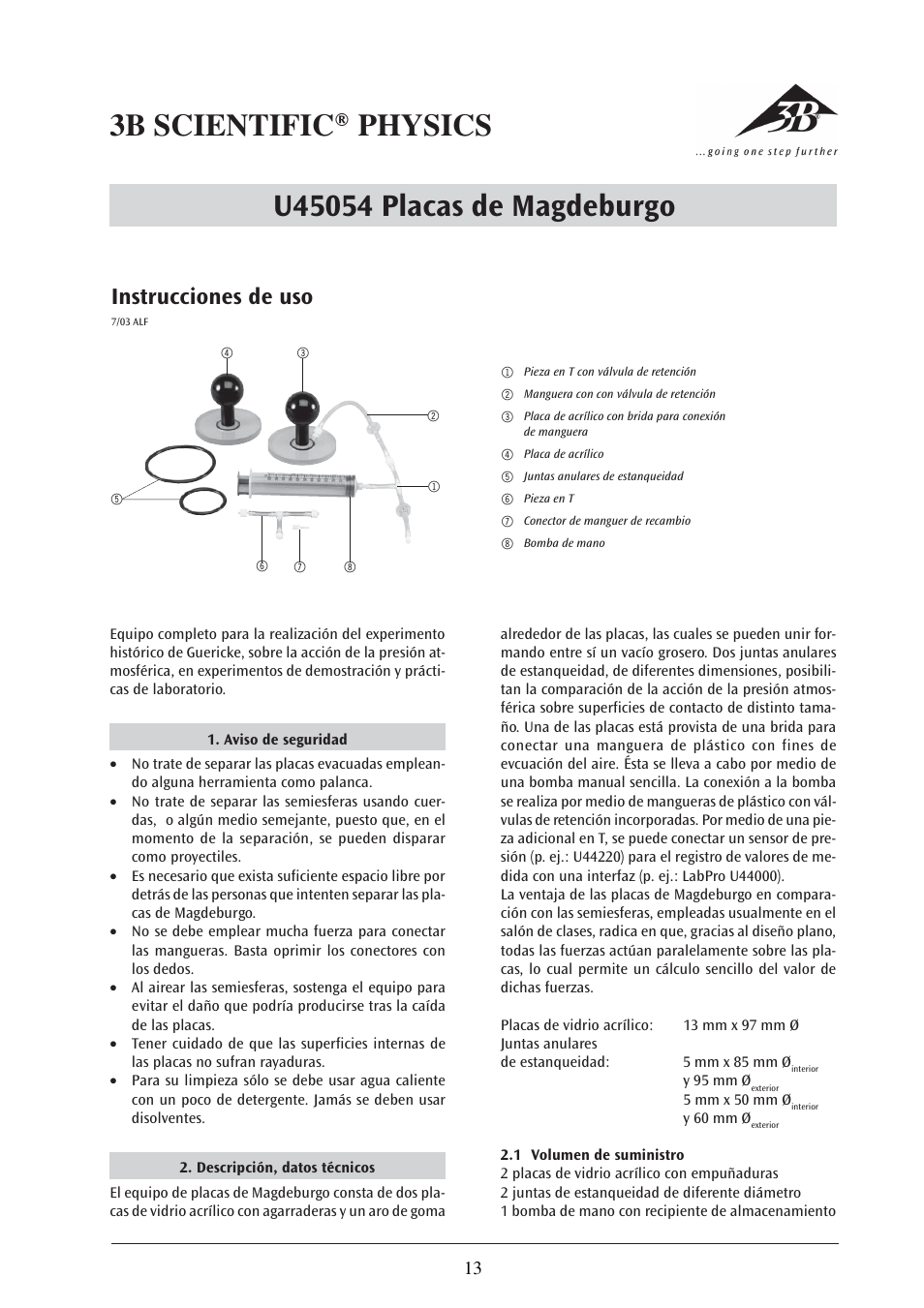 Instrucciones de uso | 3B Scientific Magdeburg Plates User Manual | Page 13 / 18