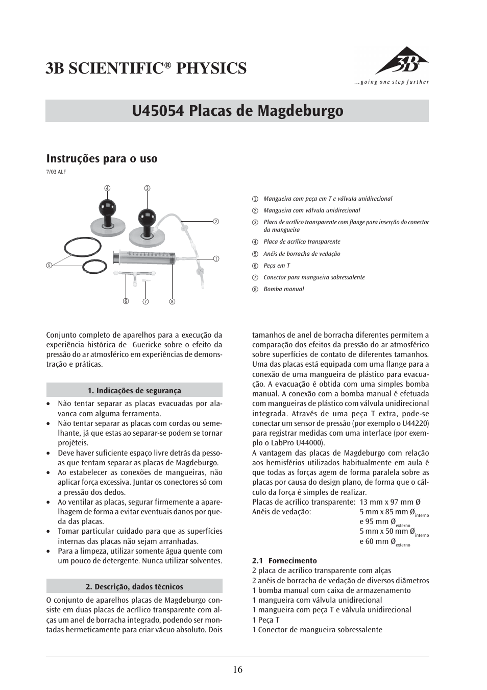 Instruções para o uso | 3B Scientific Magdeburg Plates User Manual | Page 16 / 18