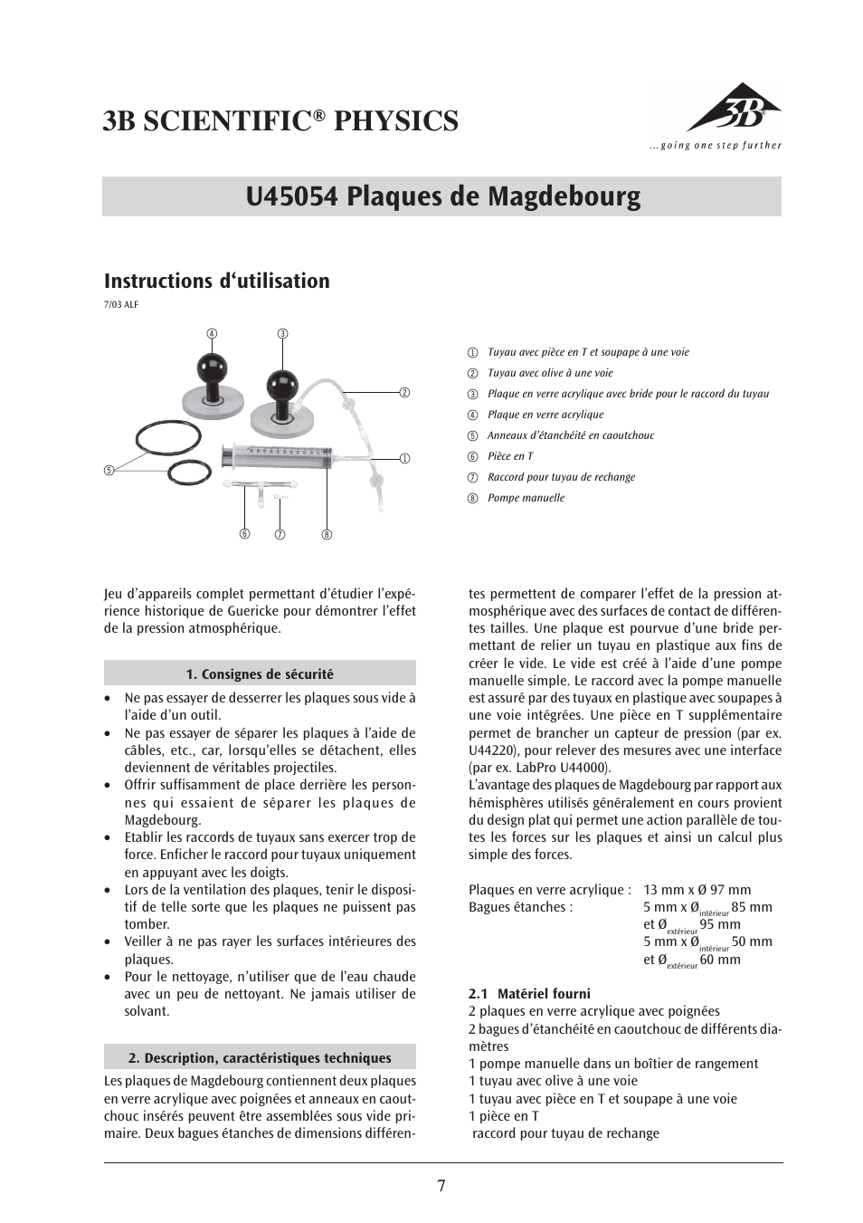 Instructions d‘utilisation | 3B Scientific Magdeburg Plates User Manual | Page 7 / 18