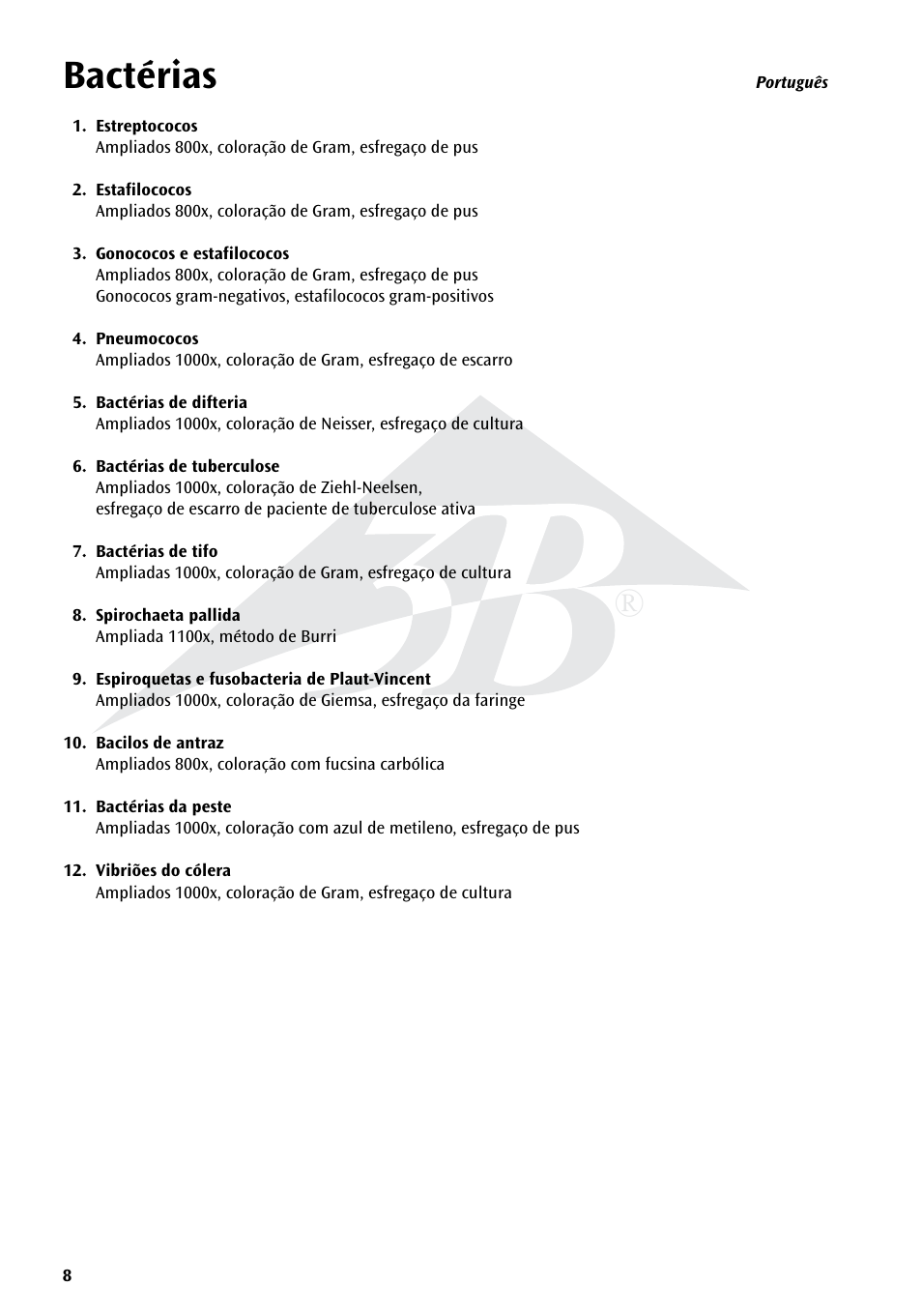 Bactérias | 3B Scientific Bacteria Chart User Manual | Page 8 / 16