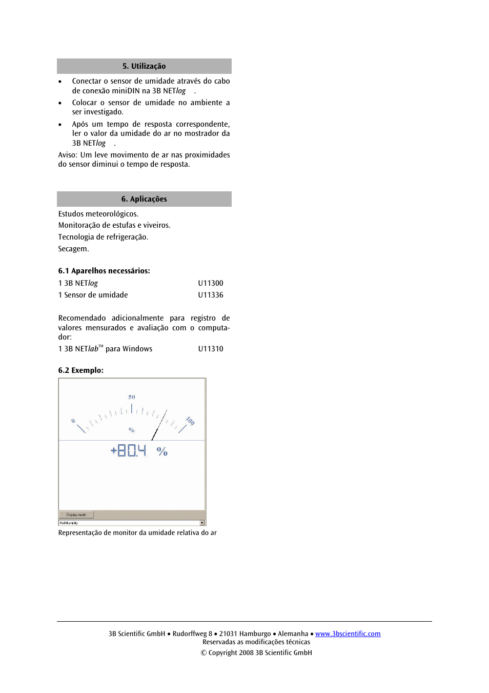 3B Scientific Humidity Sensor User Manual | Page 12 / 12