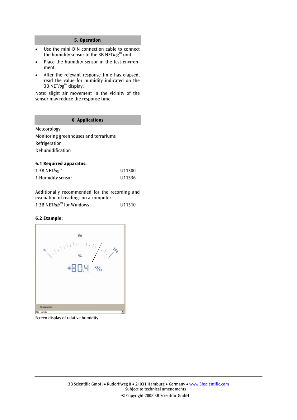 3B Scientific Humidity Sensor User Manual | Page 4 / 12
