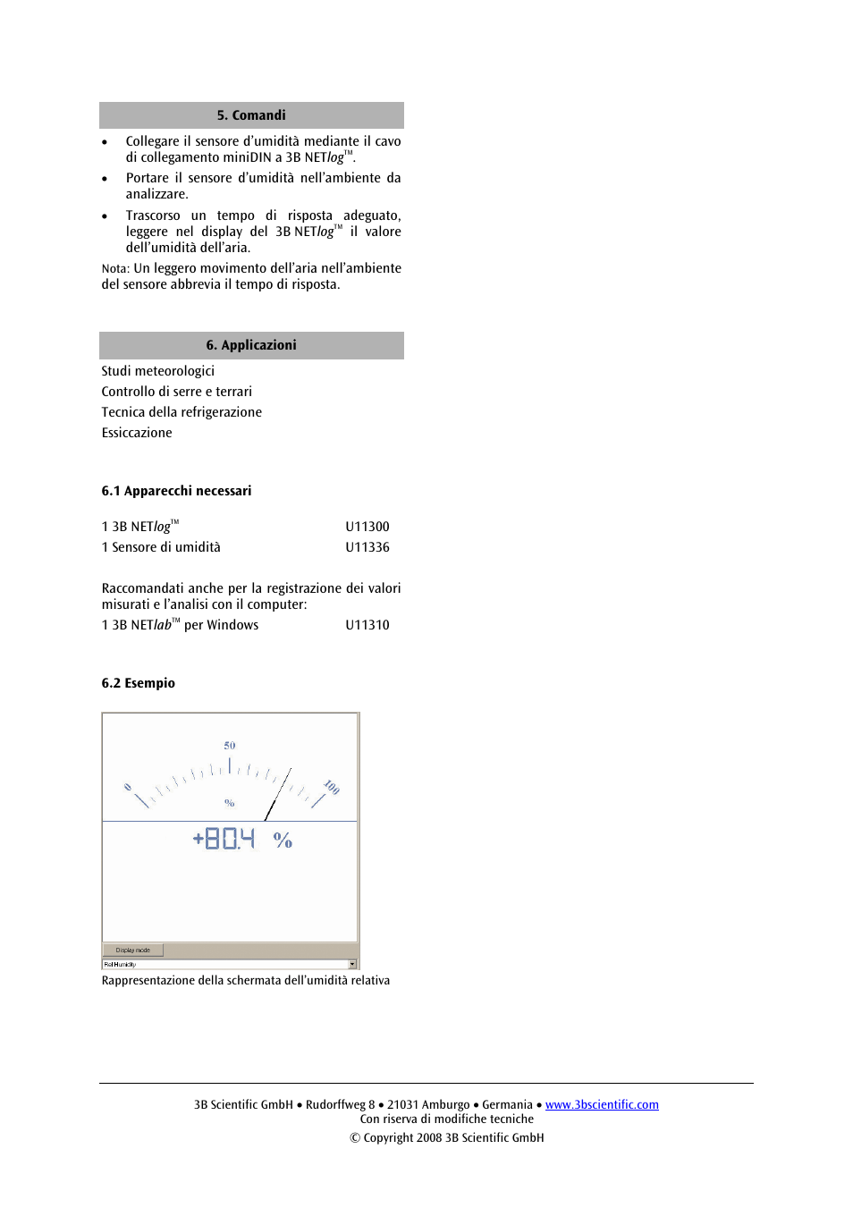 3B Scientific Humidity Sensor User Manual | Page 8 / 12