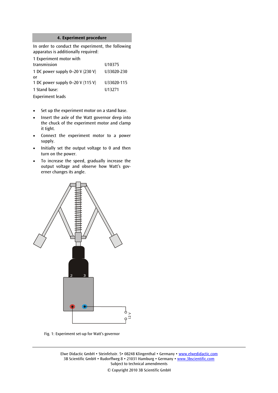 3B Scientific Watt’s Governor User Manual | Page 2 / 2