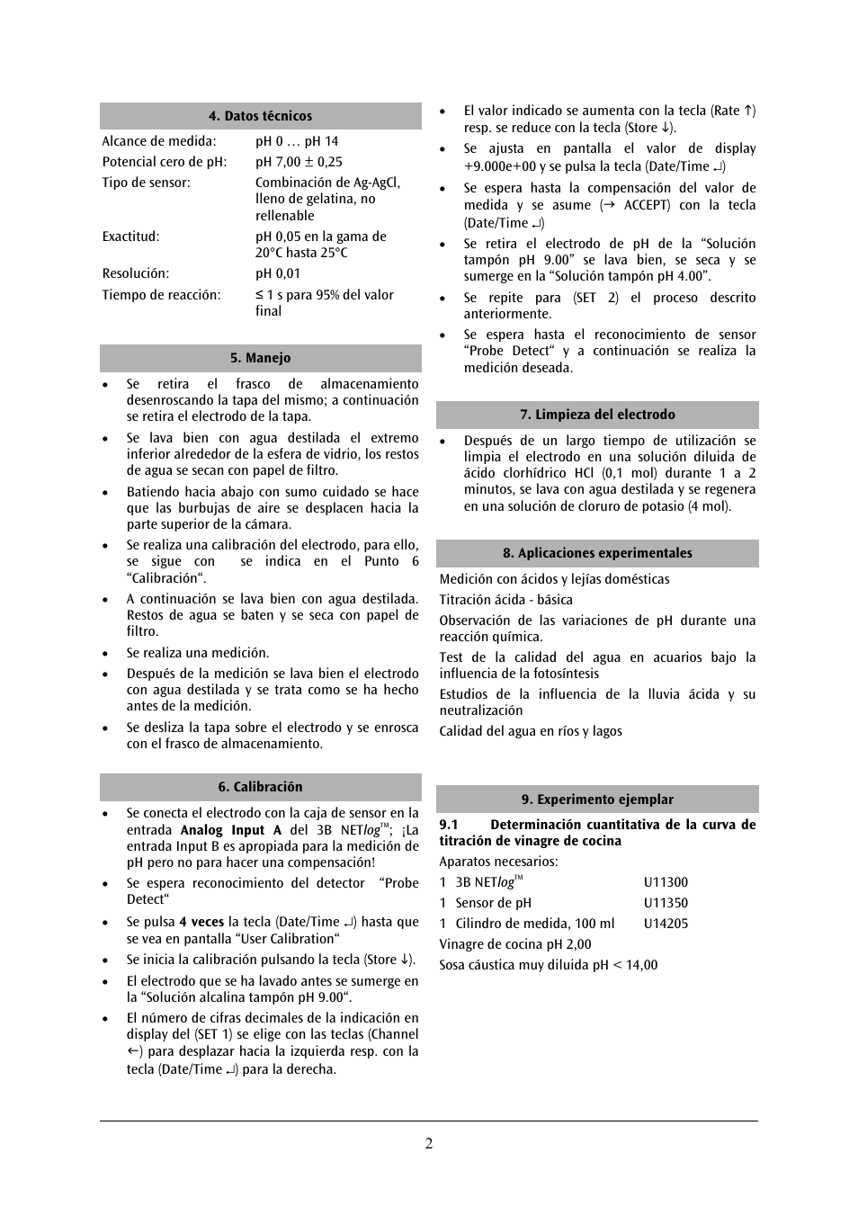 3B Scientific pH Sensor User Manual | Page 14 / 18