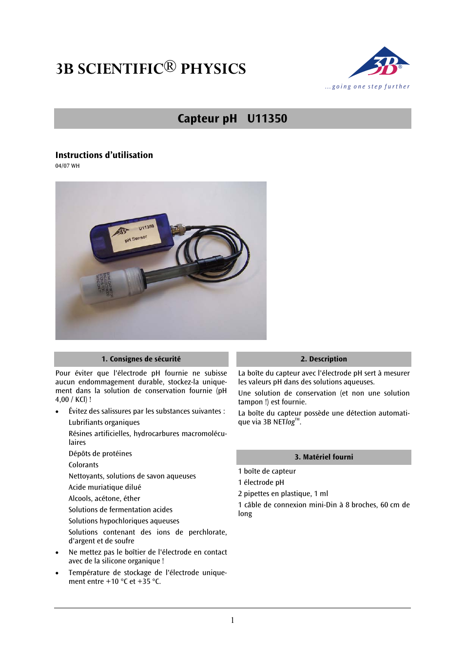 3b scientific® physics | 3B Scientific pH Sensor User Manual | Page 7 / 18
