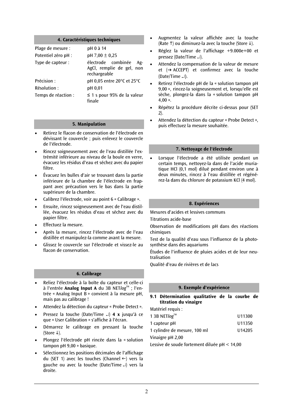 3B Scientific pH Sensor User Manual | Page 8 / 18