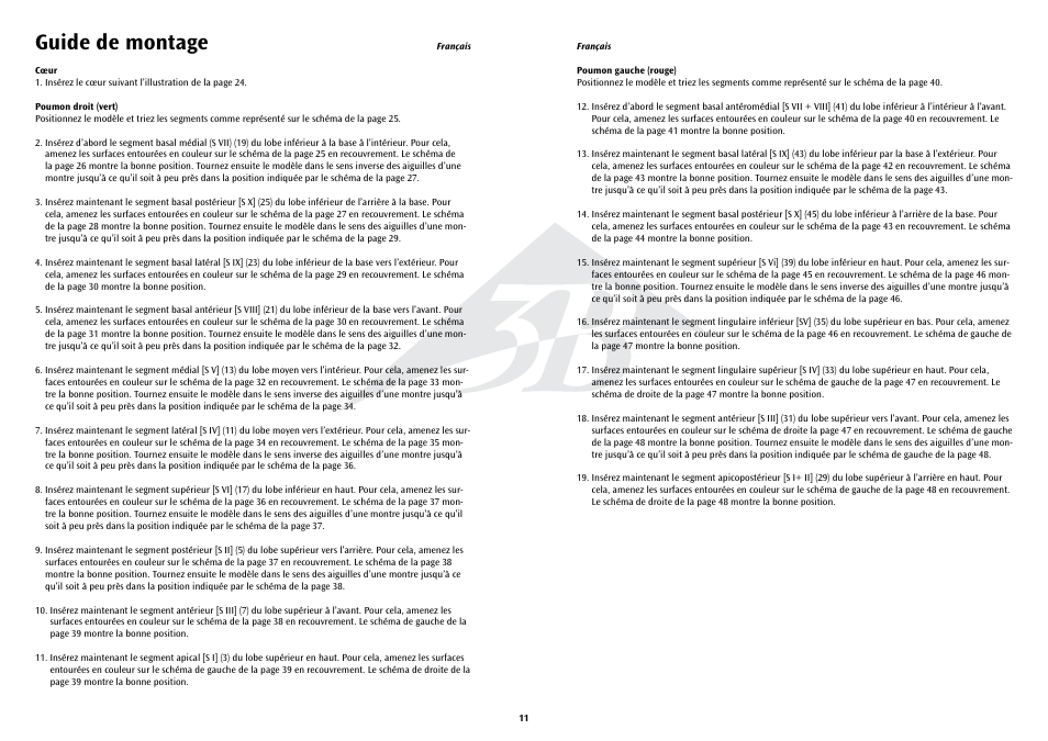 Guide de montage | 3B Scientific Segmented Lung User Manual | Page 11 / 52