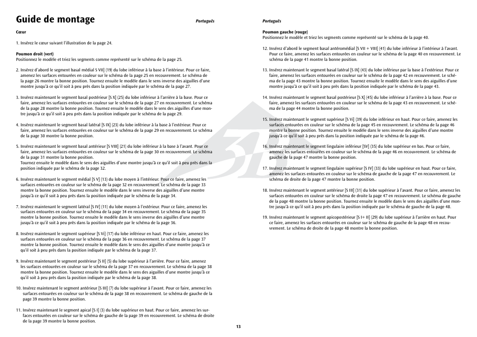 Guide de montage | 3B Scientific Segmented Lung User Manual | Page 13 / 52