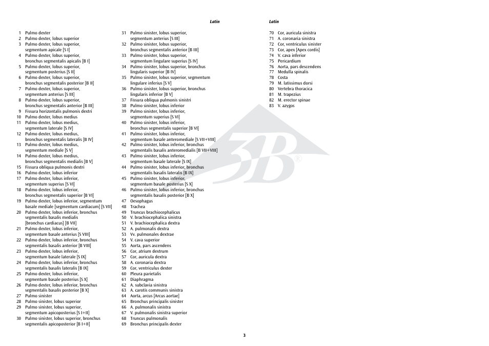 3B Scientific Segmented Lung User Manual | Page 3 / 52