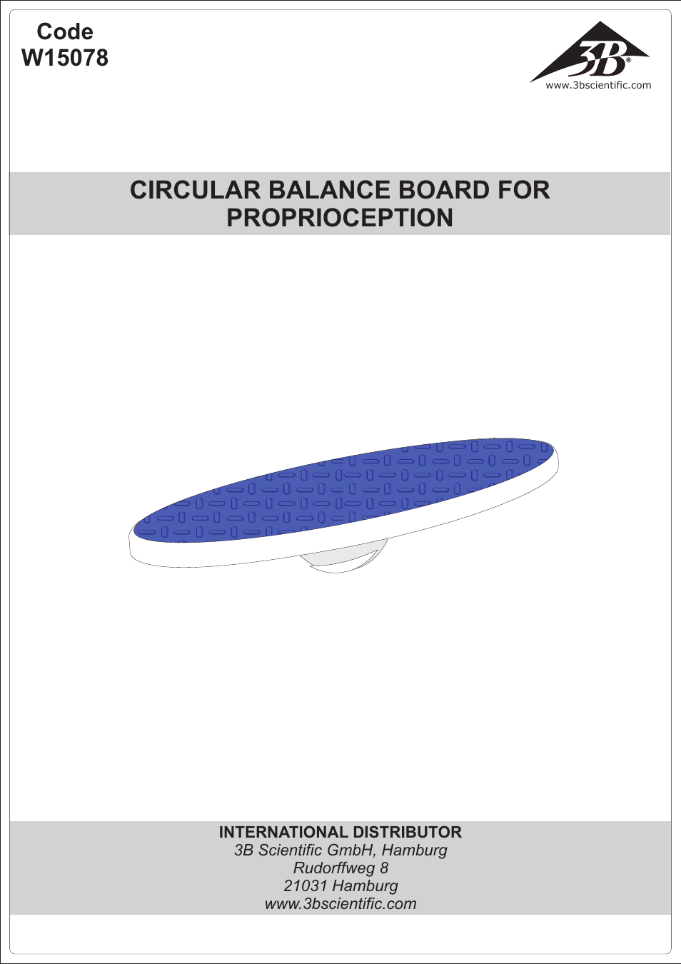 3B Scientific Circular Wobble Board 0 - 16o User Manual | 2 pages