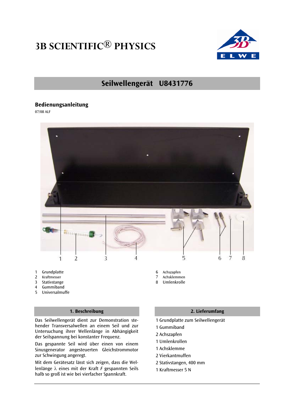 3B Scientific Band Wave Device User Manual | 12 pages