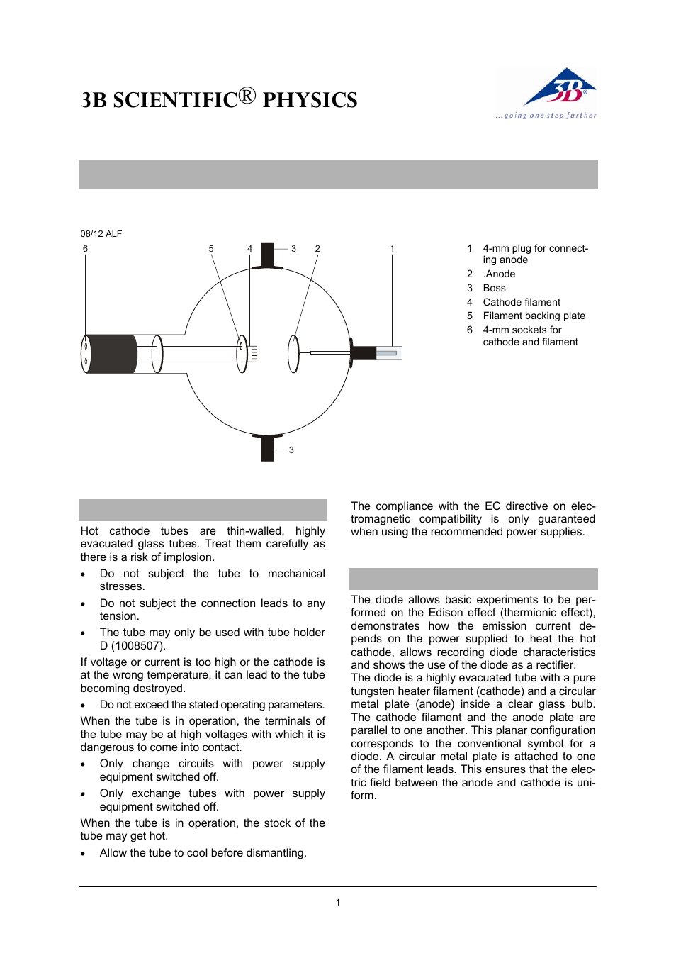 3B Scientific Teltron Diode D User Manual | 4 pages