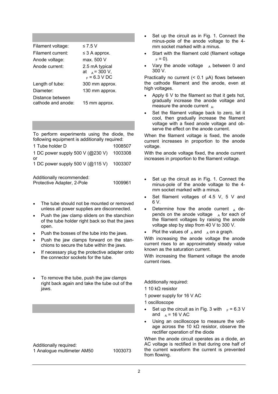 3B Scientific Teltron Diode D User Manual | Page 2 / 4
