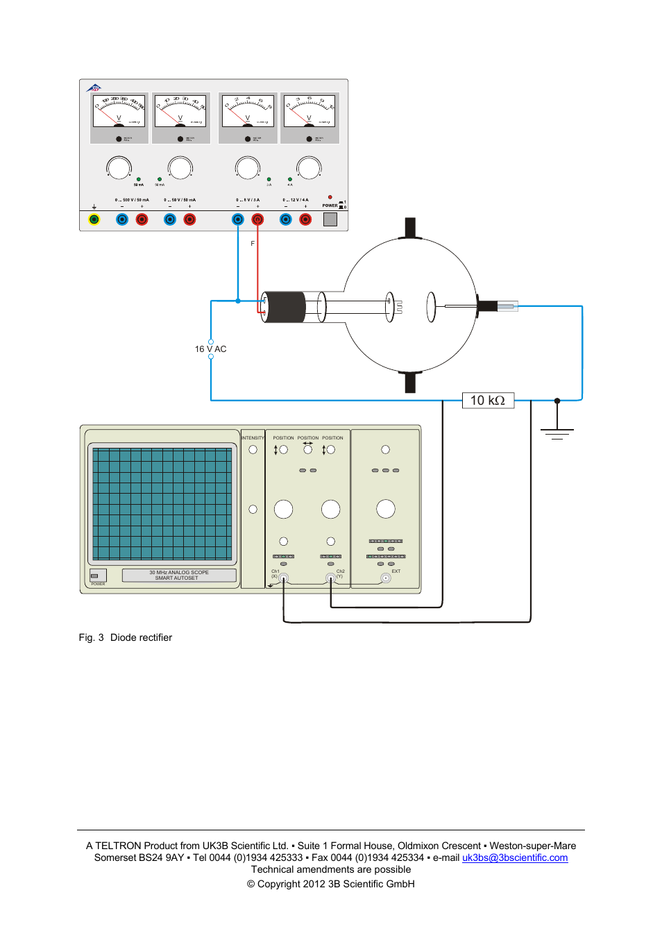 10 k ω, Fig. 3 diode rectifier, 16 v ac | Ox 530 | 3B Scientific Teltron Diode D User Manual | Page 4 / 4