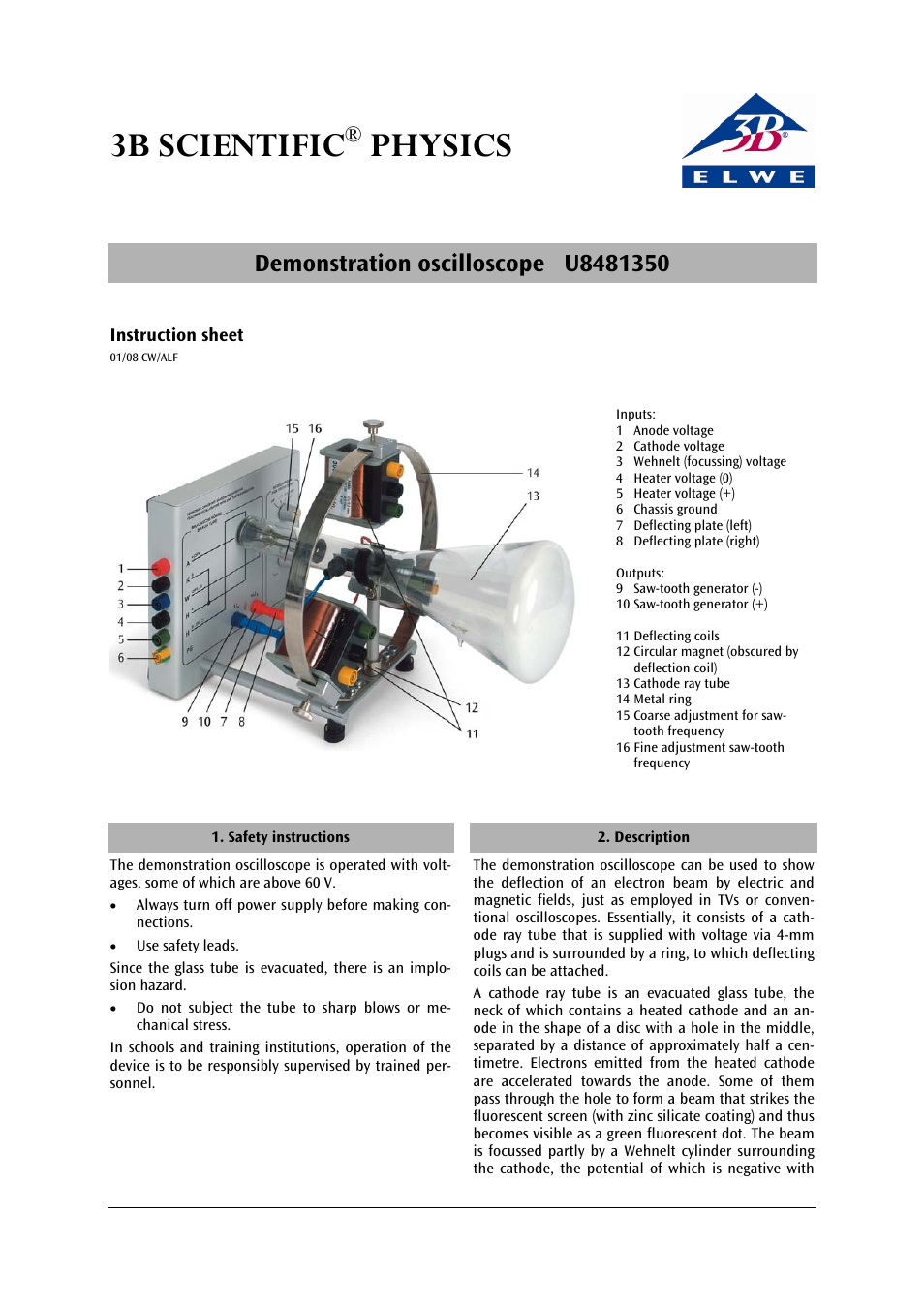 3B Scientific Training Oscilloscope User Manual | 6 pages