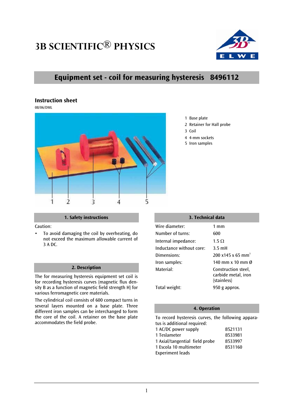3B Scientific Equipment Kit “Hysteresis Curve” User Manual | 2 pages