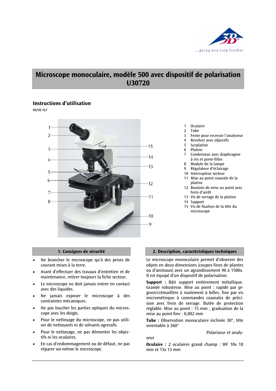 3b scientific, Physics | 3B Scientific Monocular Microscope Model 500 with Polarization Equipment User Manual | Page 9 / 24
