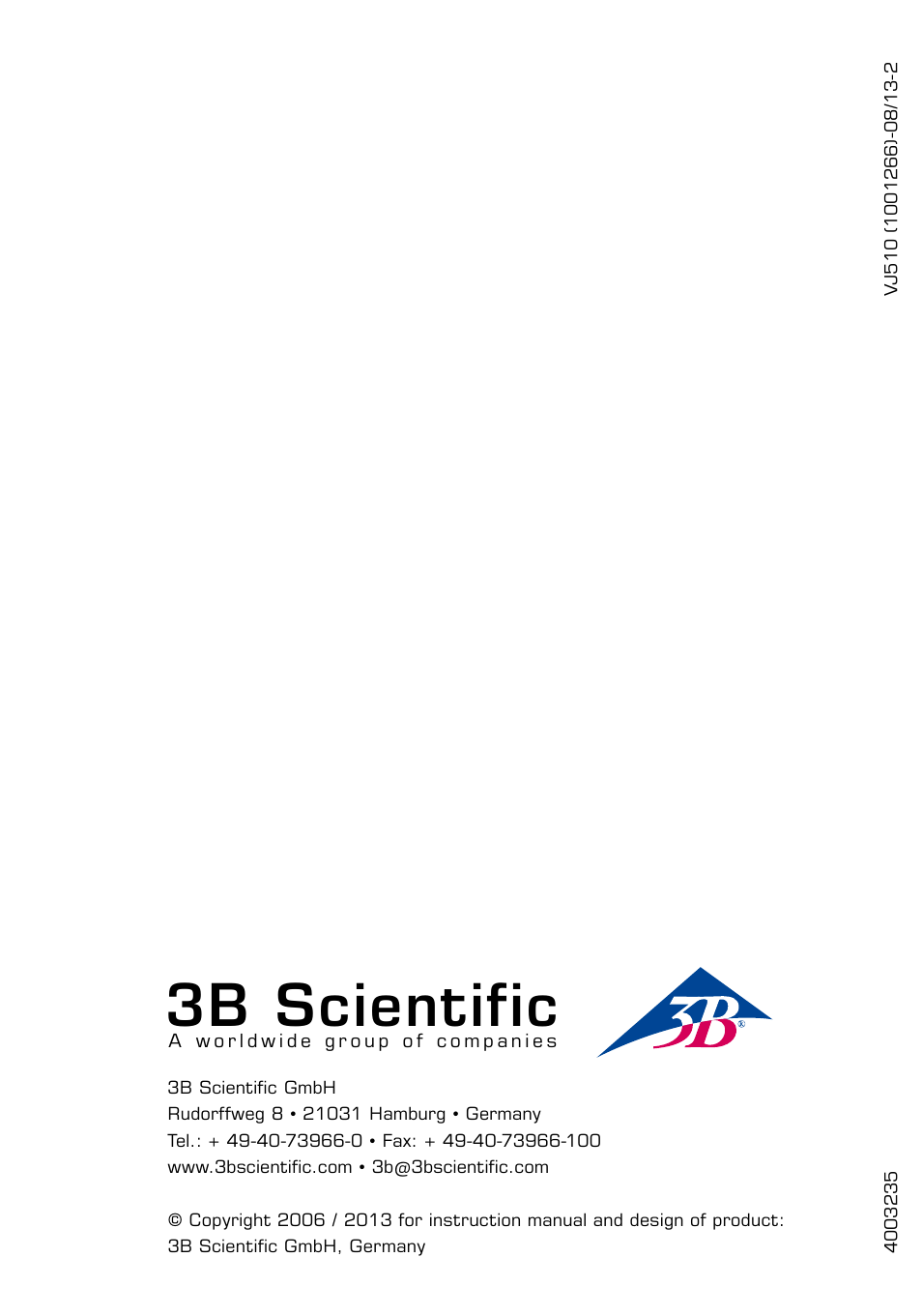 3b scientific | 3B Scientific World's Largest Ear Model, 15 times full-size, 3 part User Manual | Page 16 / 16