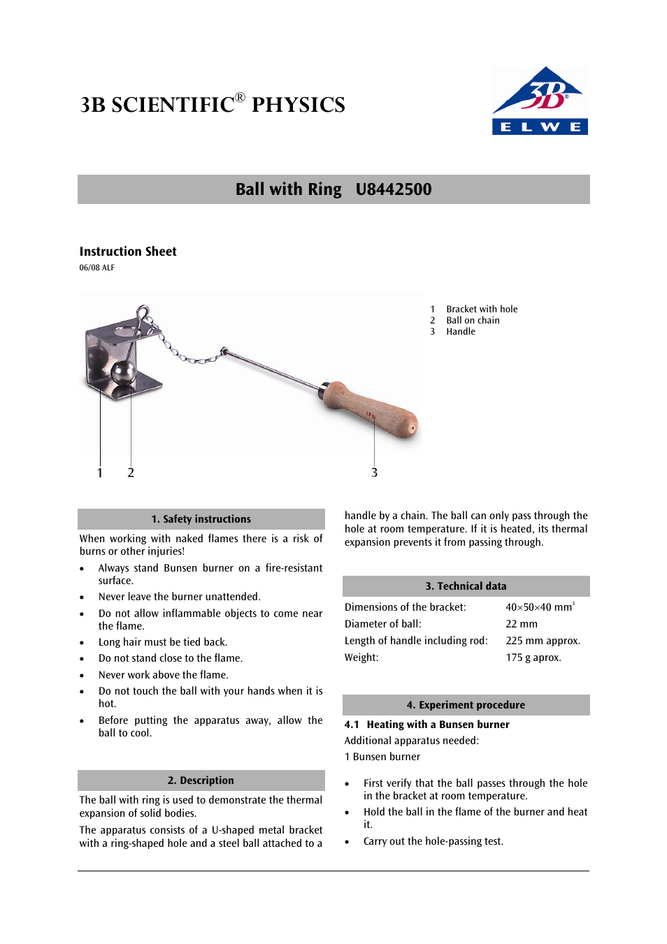 3B Scientific Ball with Ring User Manual | 2 pages