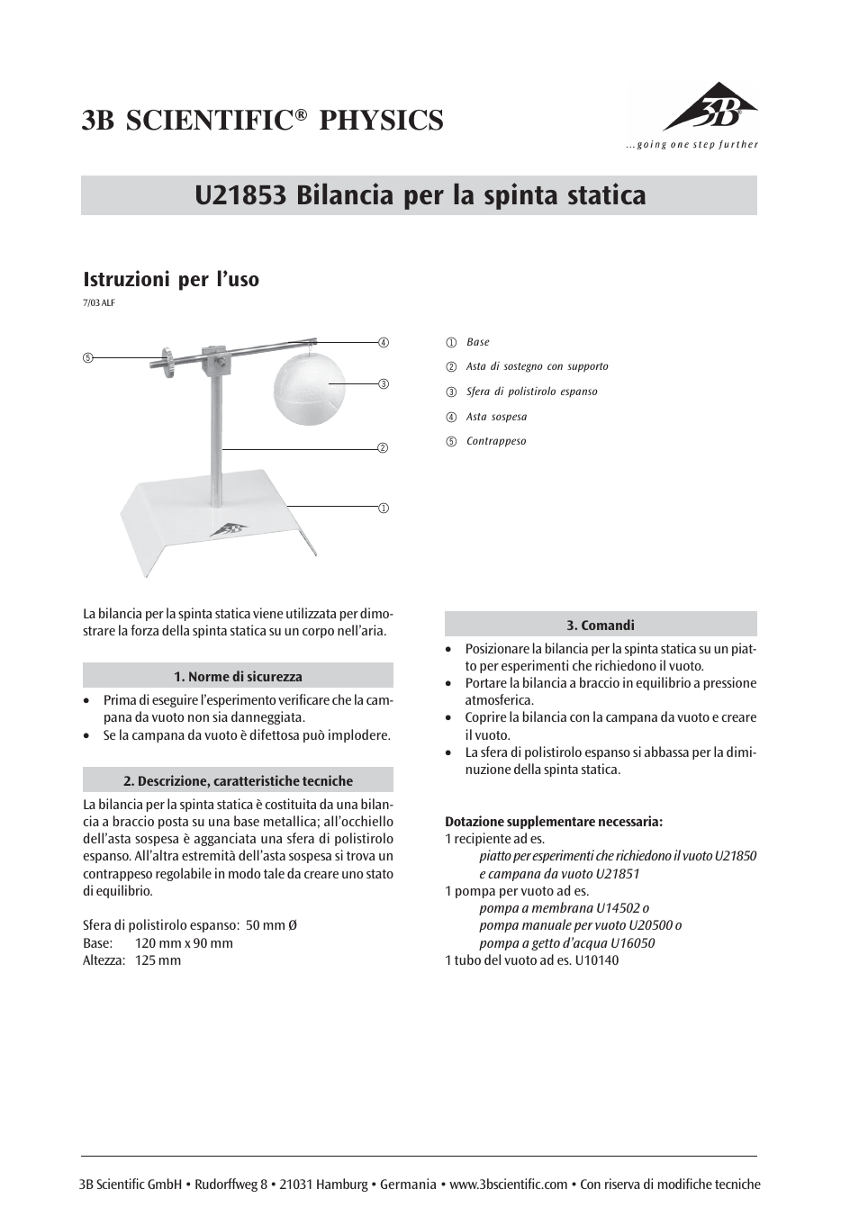 Istruzioni per l’uso | 3B Scientific Baroscope User Manual | Page 4 / 6