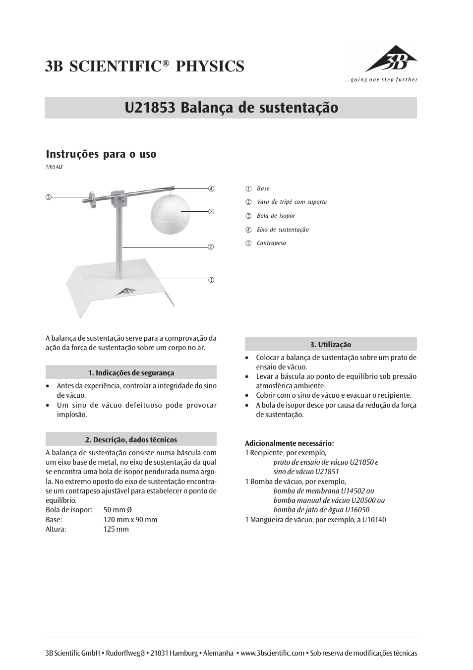 Instruções para o uso | 3B Scientific Baroscope User Manual | Page 6 / 6