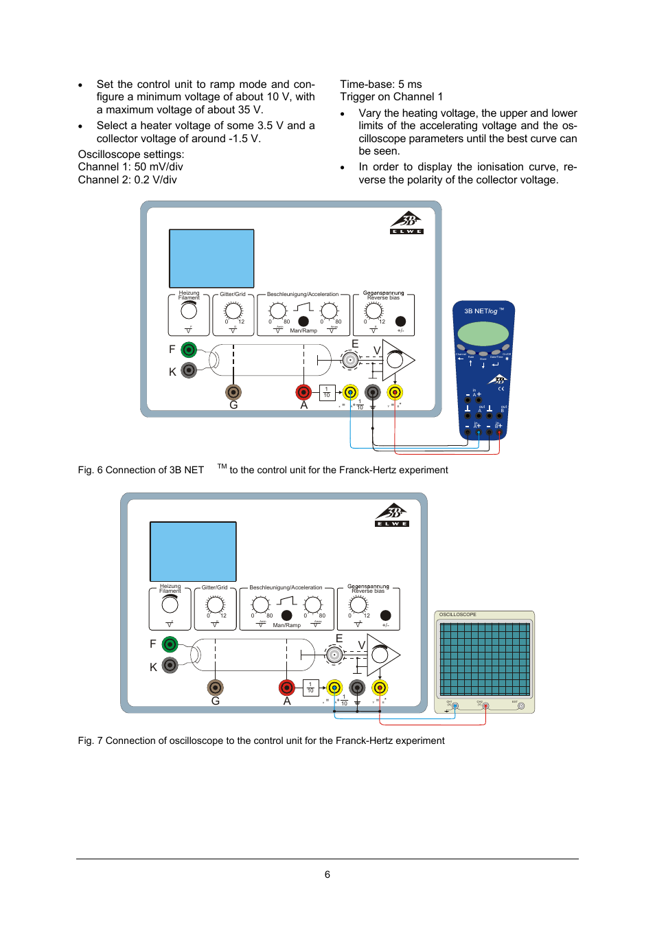 Fk g a, Fig. 6 connection of 3b net log | 3B Scientific Teltron Critical Potentials Tube S with He-Filling User Manual | Page 6 / 8