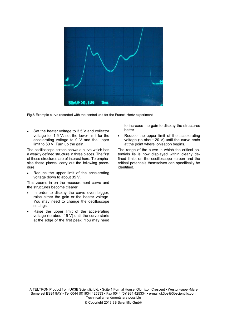 3B Scientific Teltron Critical Potentials Tube S with He-Filling User Manual | Page 7 / 8