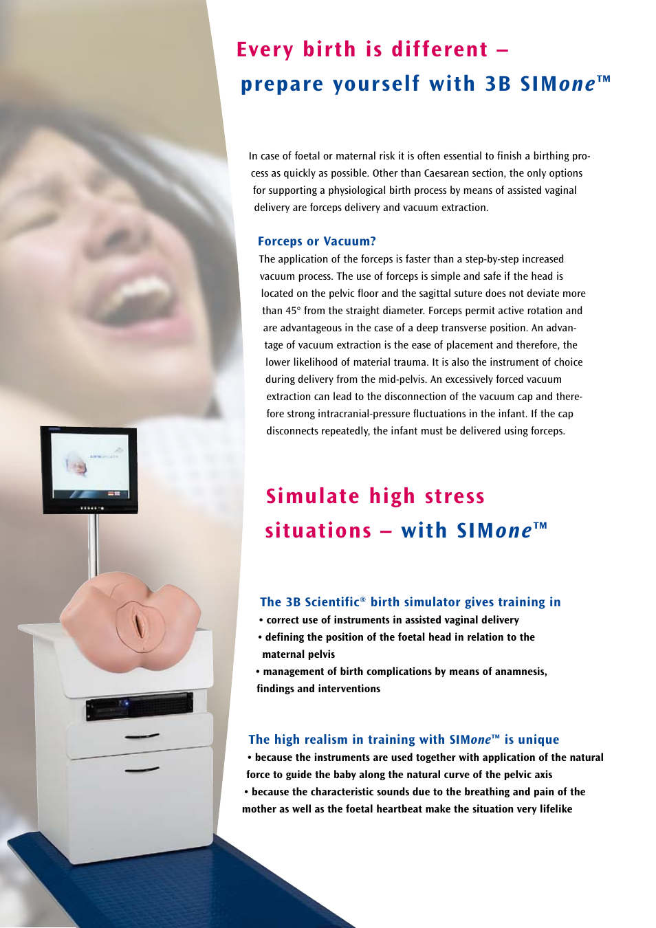 Simulate high stress situations – with sim one | 3B Scientific SIMone™ Birthing Simulator User Manual | Page 2 / 6
