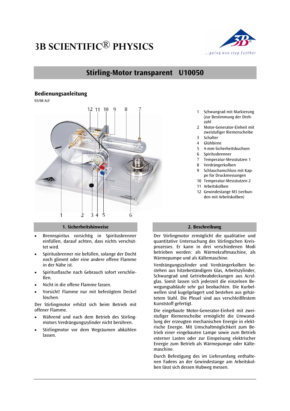 3B Scientific Stirling Engine G User Manual | 24 pages