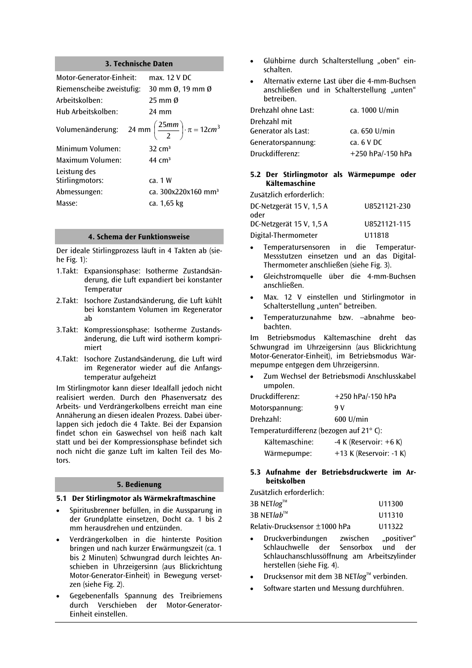 3B Scientific Stirling Engine G User Manual | Page 2 / 24