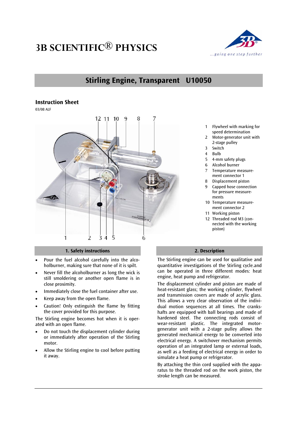 3b scientific® physics | 3B Scientific Stirling Engine G User Manual | Page 5 / 24