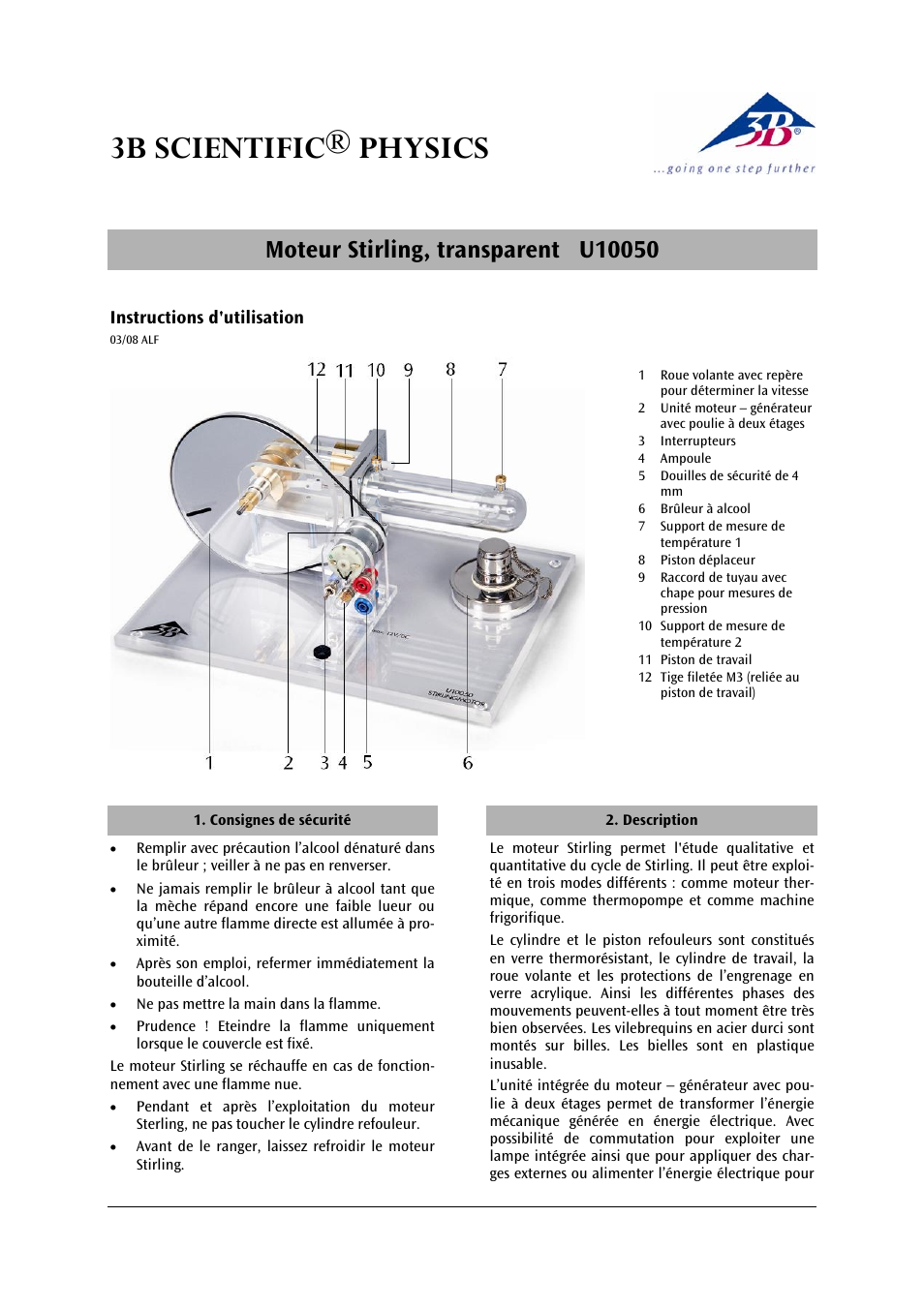 3b scientific® physics | 3B Scientific Stirling Engine G User Manual | Page 9 / 24
